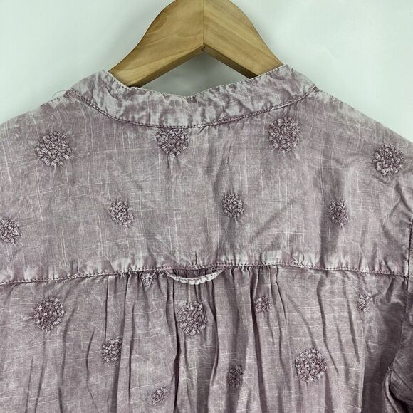 Pilcro Anthropologie Shirt Size XS Whitney Lavender Button Down Embroidered Top - Picture 6 of 8
